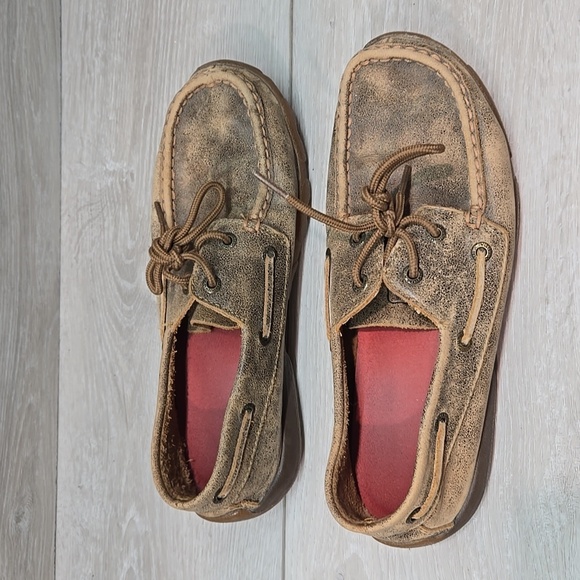 Twistwd X Women Brown Leather Boat Moccasin Shoes Boots Sz 7M - Picture 2 of 10